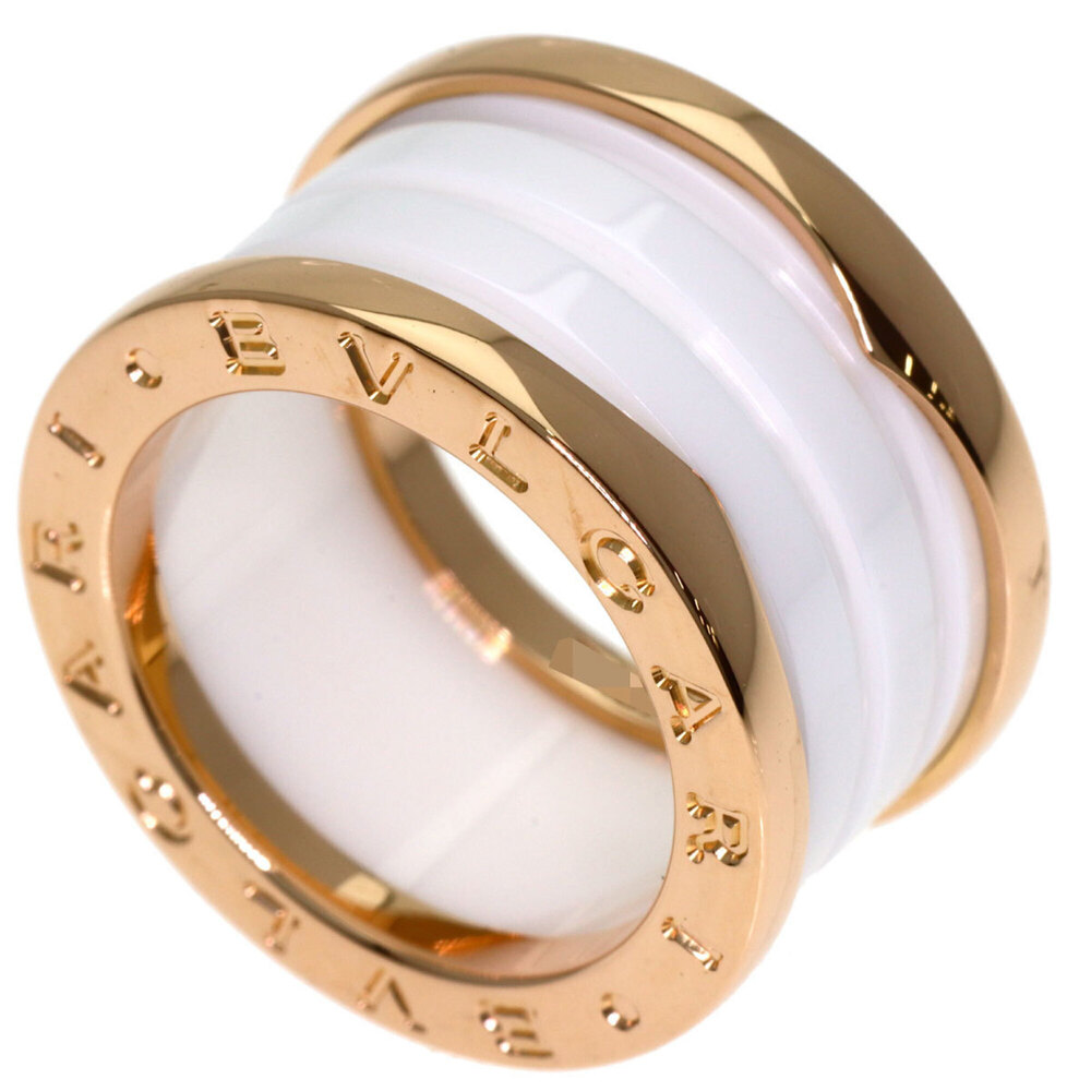 BVLGARI B-zero1 4-band White Ceramic Ring #49 18K Pink Gold Women's